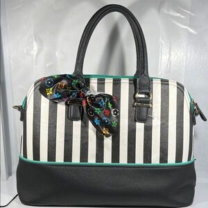Stylish Black and White Striped Women's Bag